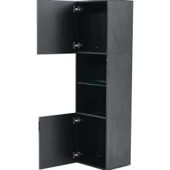 Vitrine Moderne avec Éclairage LED - 1 Étagère en Verre, Meuble de Rangement avec Portes, 45x35x160 cm - Noir