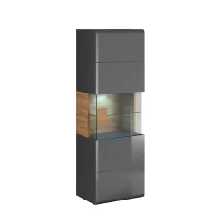 Vitrine murale 1 porte avec LED Jules Gris et Bois