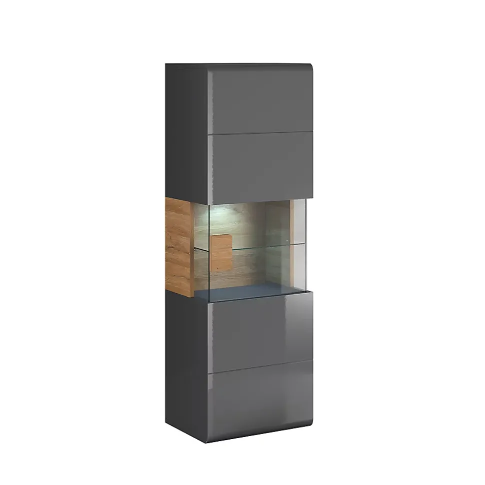 Vitrine murale 1 porte avec LED Jules Gris et Bois