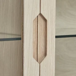 Vitrine murale Nyborg avec 3 portes et 3 niches - Chêne massif et MDF - Naturel