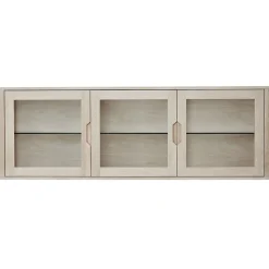 Vitrine murale Nyborg avec 3 portes et 3 niches - Chêne massif et MDF - Naturel