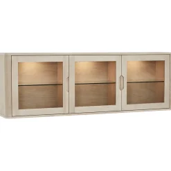 Vitrine murale Nyborg avec 3 portes et 3 niches - Chêne massif et MDF - Naturel