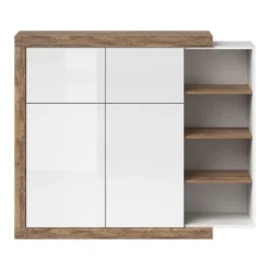 Vitrine petit modèle SINATRA Chene et blanc brillant