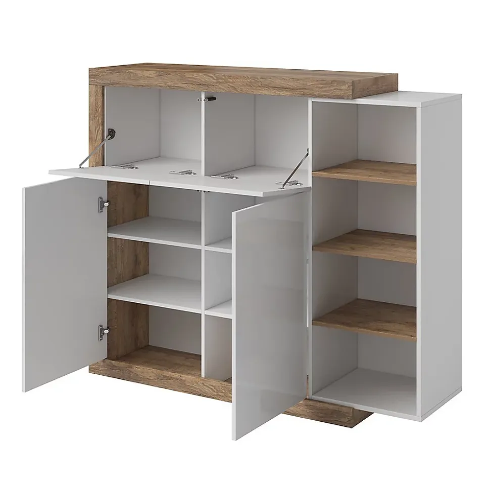 Vitrine petit modèle SINATRA Chene et blanc brillant