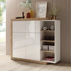 Vitrine petit modèle SINATRA Chene et blanc brillant