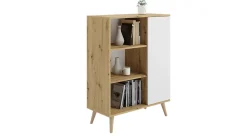 Vitrine Pieds en bois Fondi Chêne artisanal blanc