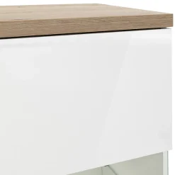 Vitrine réversible décor chêne texturé et blanc laqué - VERONICA