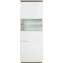 Vitrine réversible décor chêne texturé et blanc laqué - VERONICA