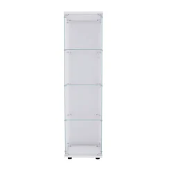 Vitrine sur pied en verre, 4 couches, 1 porte, 42x36x164cm, pour salon, chambre à coucher, bureau, Blanc