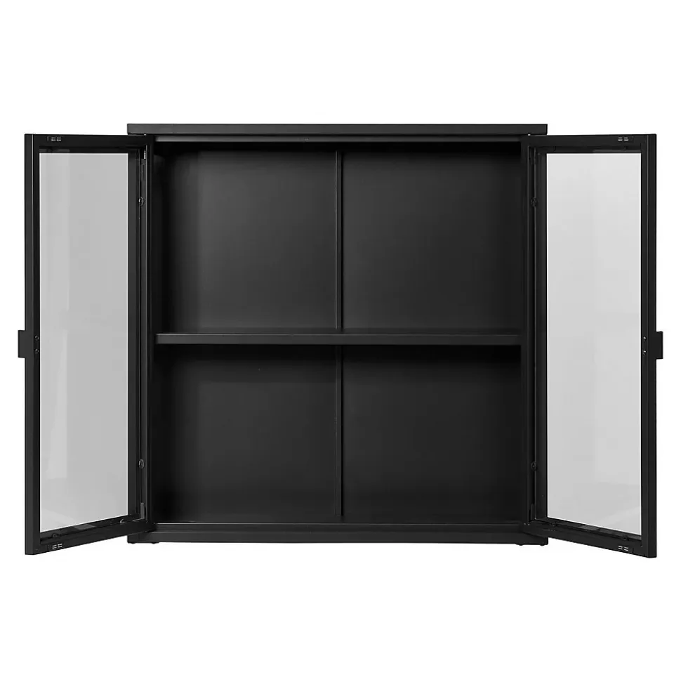 Vitrine Suspendue Brisbane, Noir, Métal, 80x18x80 cm, Seven Design