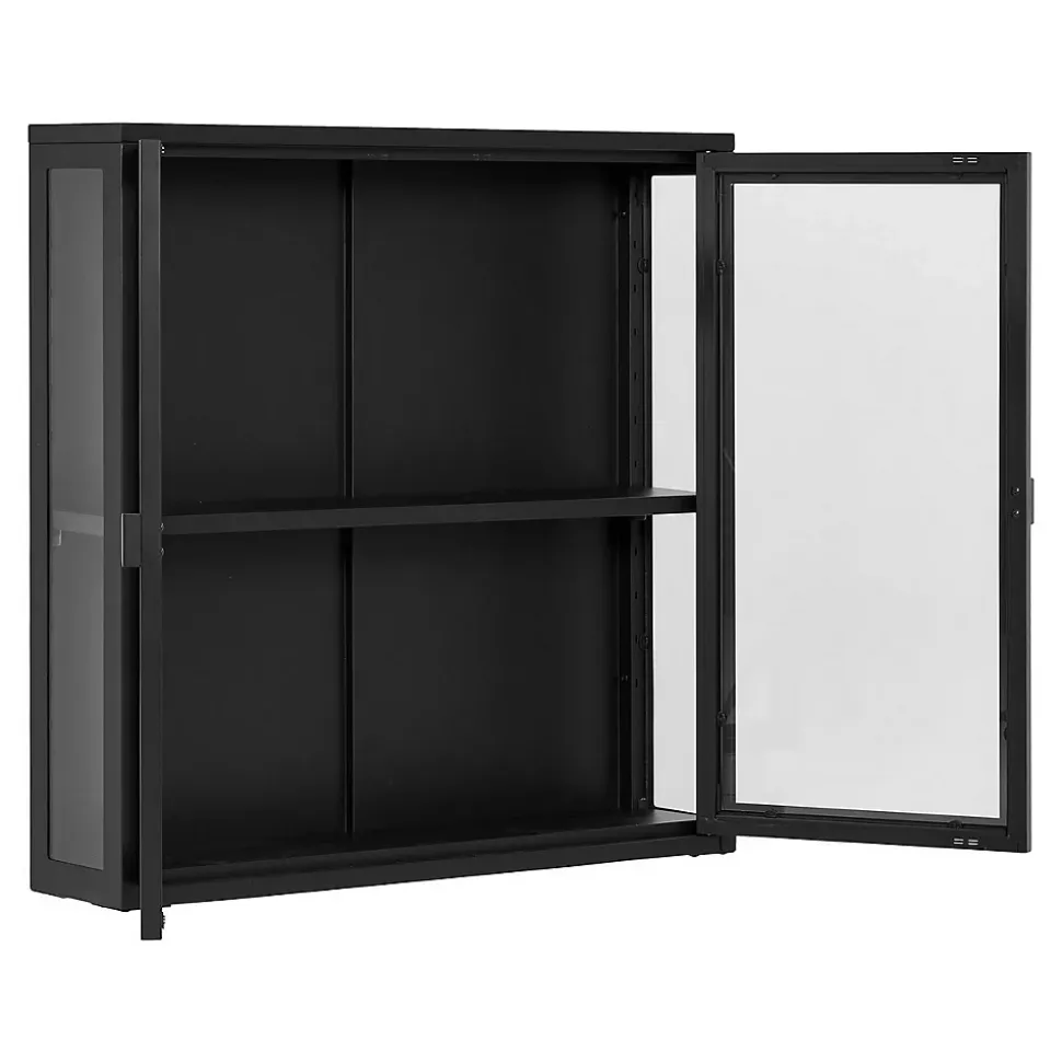 Vitrine Suspendue Brisbane, Noir, Métal, 80x18x80 cm, Seven Design