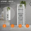 Vitrine étroite ML-Design blanche 45x145x35 cm en acier avec porte unique et compartiments réglables