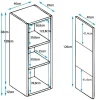 Vitrine verticale contemporaine - Blanc brillant - Mélamine - Pieds aluminium - 1 porte 3 compartiments - 40x138x29 cm