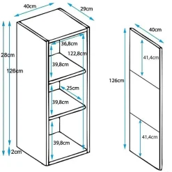 Vitrine verticale contemporaine - Noir brillant - 1 porte - LED - 40 x 29 x 128 cm