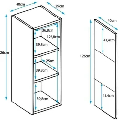 Vitrine verticale contemporaine - Mélamine brillante - Noir et blanc - 1 porte - LED - 40x126x29 cm