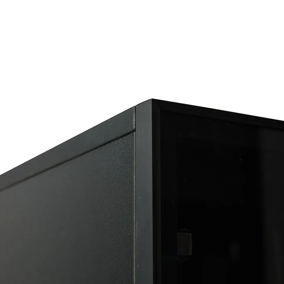 Vitrine 80x40x160 cm - Portes Verre et Cadre Aluminium, Lamelles Réglables, LED Contrôlable par App - Panneau de Particules - Noir