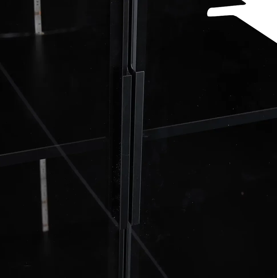 Vitrine 80x40x160 cm - Portes Verre et Cadre Aluminium, Lamelles Réglables, LED Contrôlable par App - Panneau de Particules - Noir