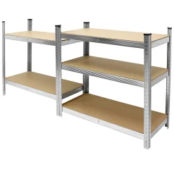 2x Etagere de Rangement - 180x90x40 cm - Charge jusqu'a 750 kg - en Metal Galvanise